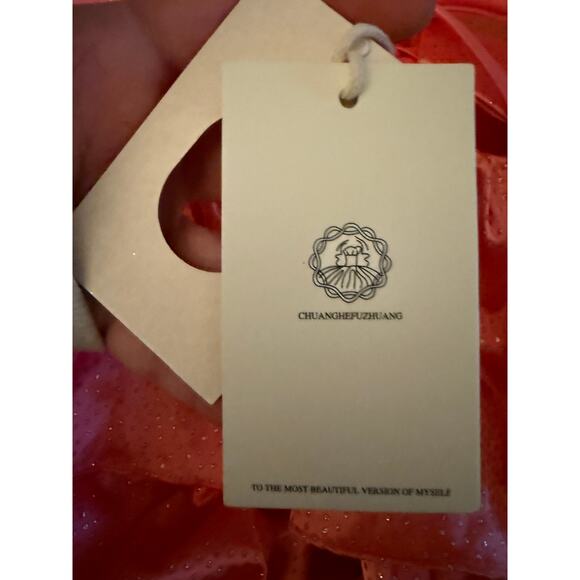 Cute Coral Shorty Dress With Glitter NWT - Picture 4 of 6